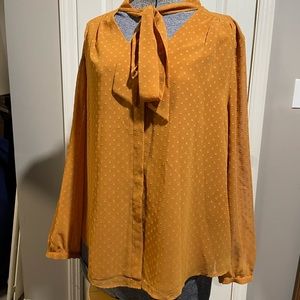 Chico's Yellow Dot Tie-Neck Blouse